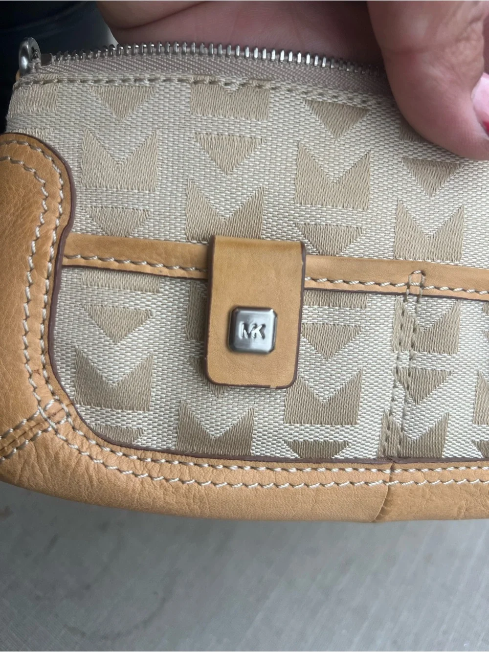 Michael Kors Beige & Tan Logo Mini Shoulder Bag
